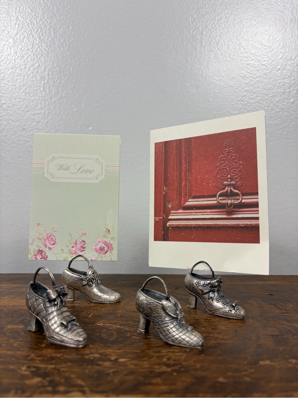 Pewter Vintage Decorative Shoe - Name Card Holders - Set of 4
